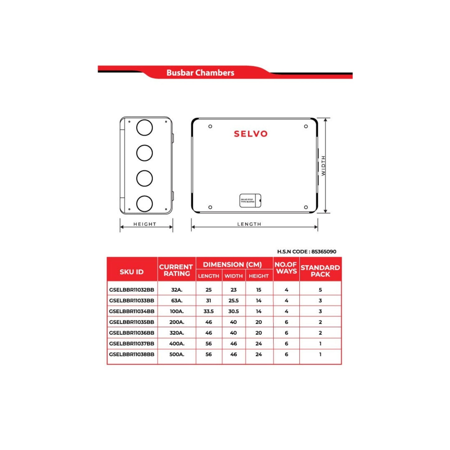 SELVO 63 Amps 415 Volts Step Type Busbar Chamber Box