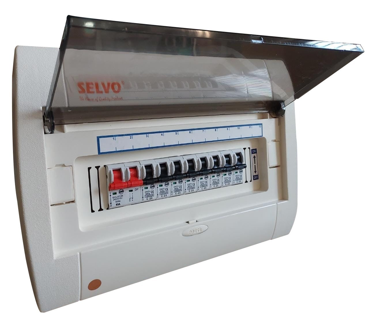 SELVO 12 WAY SPN Whiteline MCB Distribuion Board