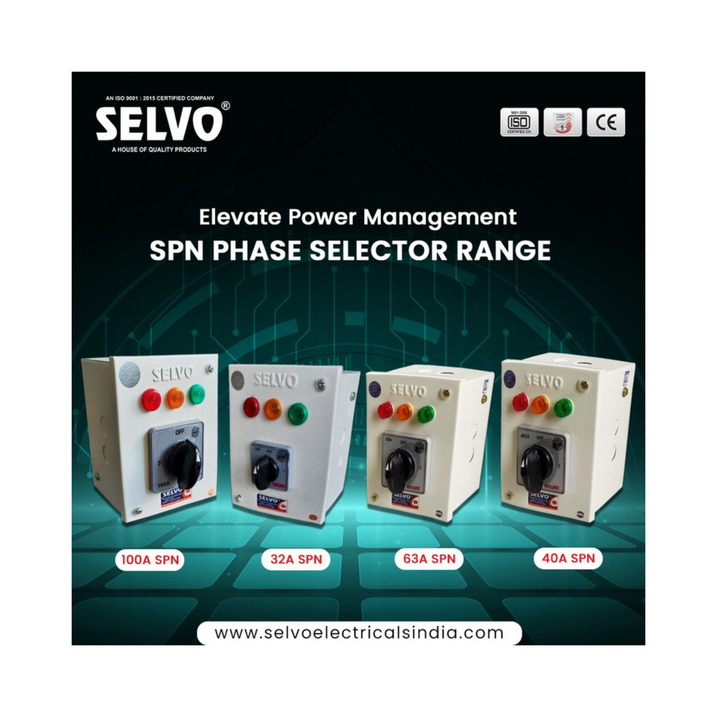 SELVO 32A Single Pole Neutral (SPN) Phase Selector Enclosure