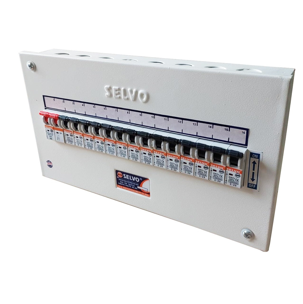 SELVO 16 Way SPN Single door Distribution Board ( MCB BOX )