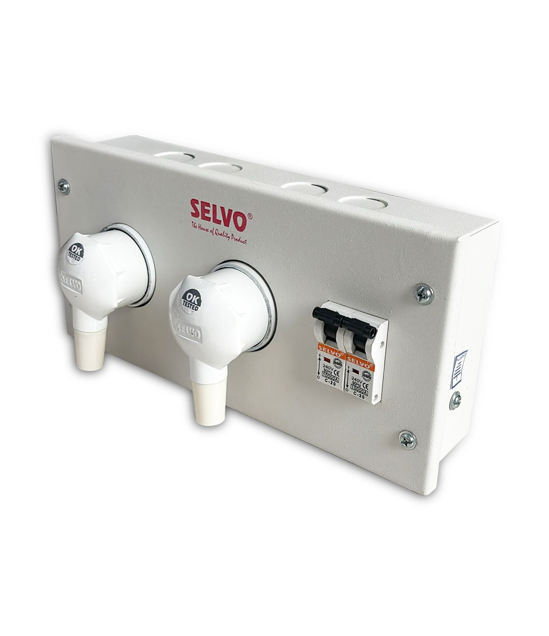 SELVO 20A 2 WAY (SPN) METAL CLAD PLUG & SOCKET DISTRIBUTION BOARD ( Fitted with MCB )