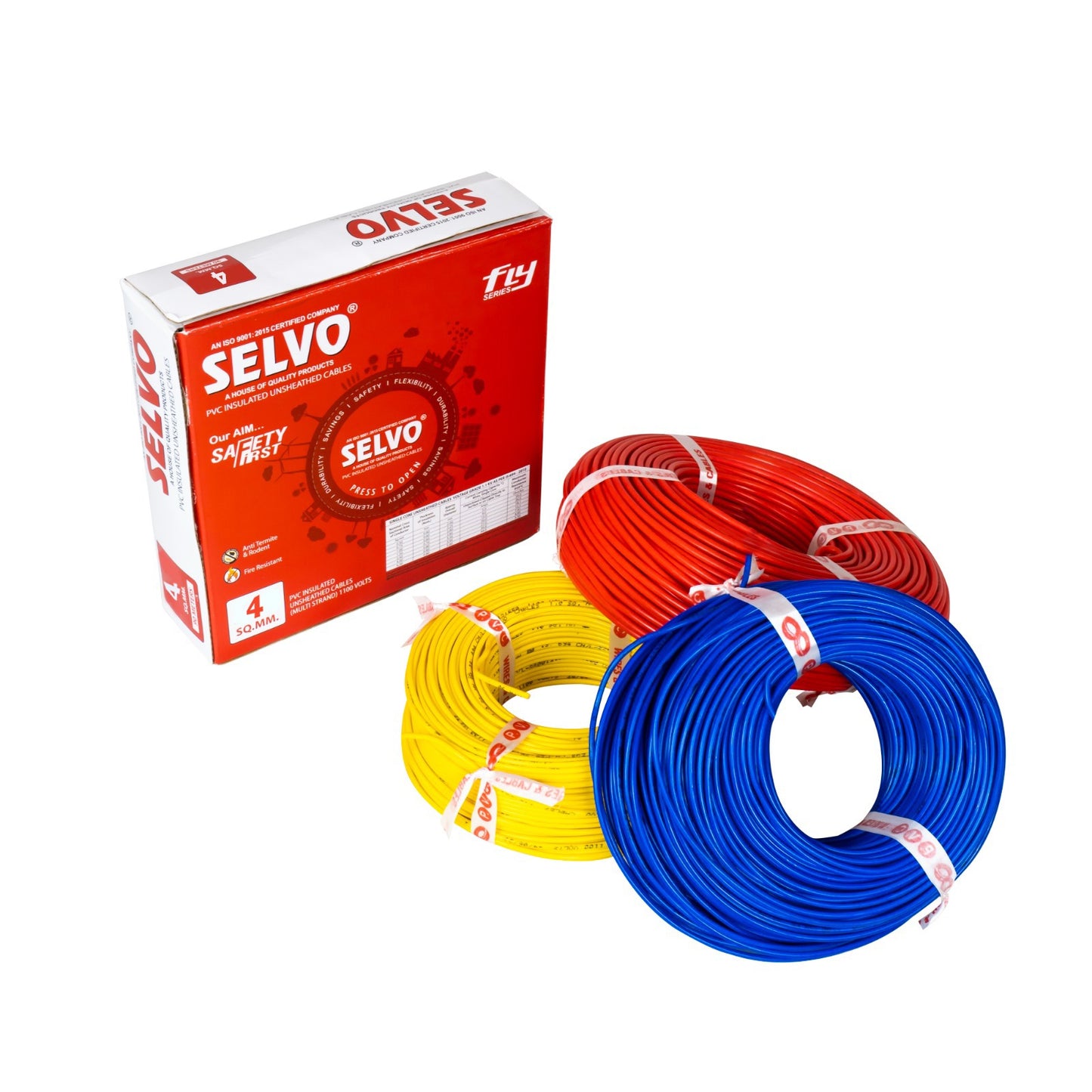 SELVO 4 SQ.MM 90 METERS SINGLE CORE PVC Insulated Flame Retardant Copper Cable