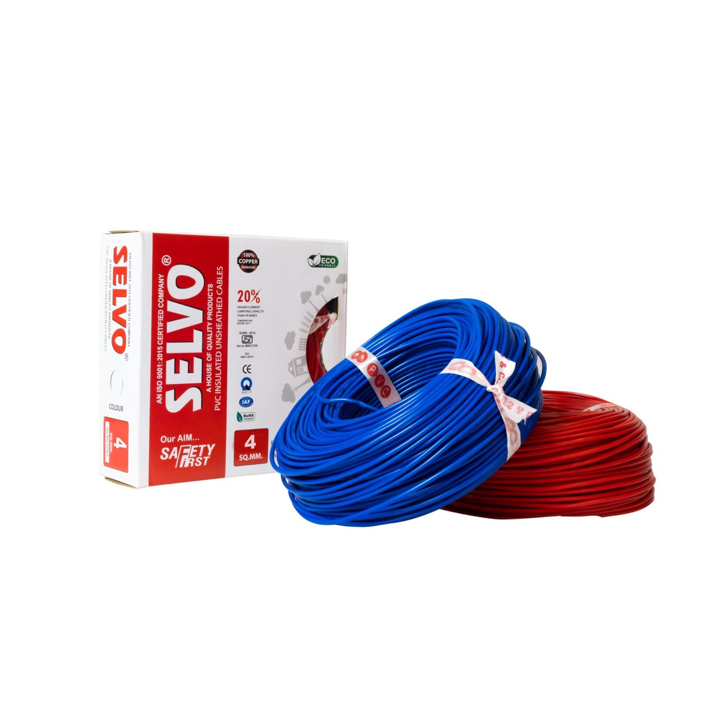 SELVO 4 SQ.MM 90 METERS SINGLE CORE PVC Insulated Flame Retardant Copper Cable