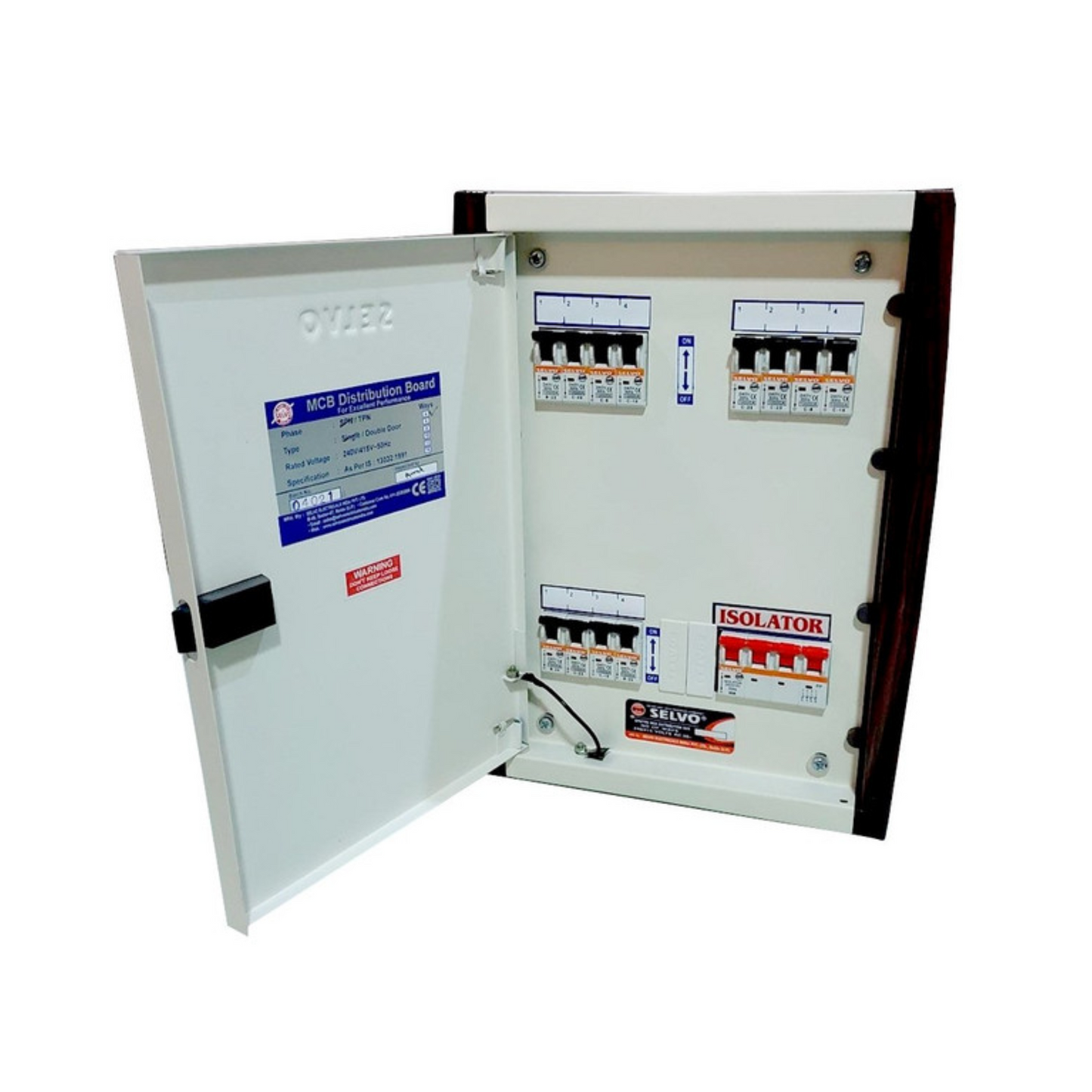 SELVO 4 Way TPN Double Door MCB Distribution Board