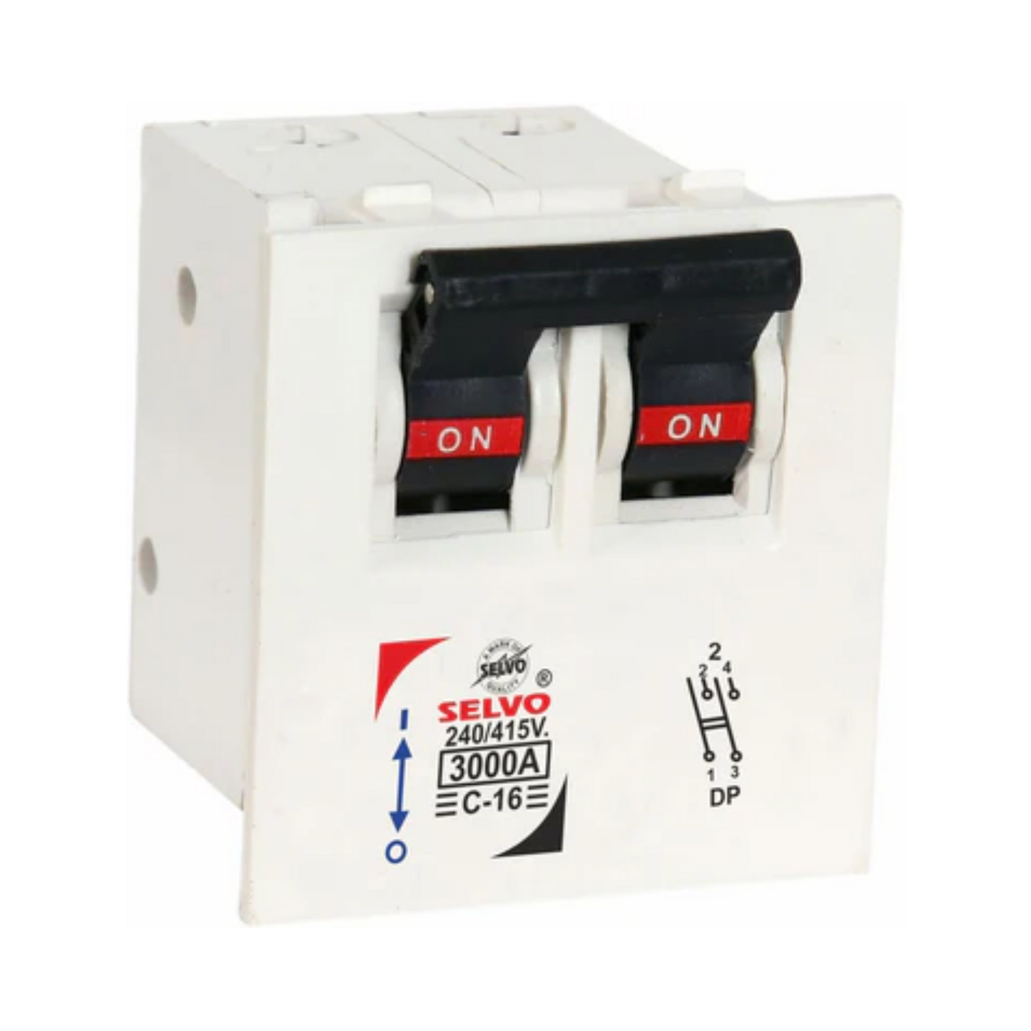 Selvo C-16A Double Pole Modular Mounted Mini MCB (Pack of 3)
