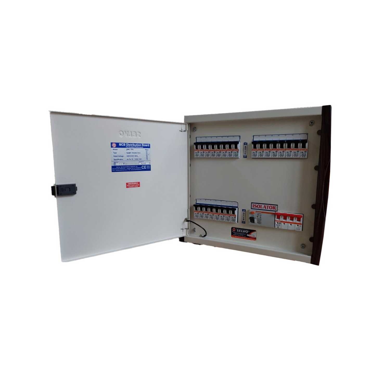 SELVO 8 Way TPN Double Door MCB Distribution Board
