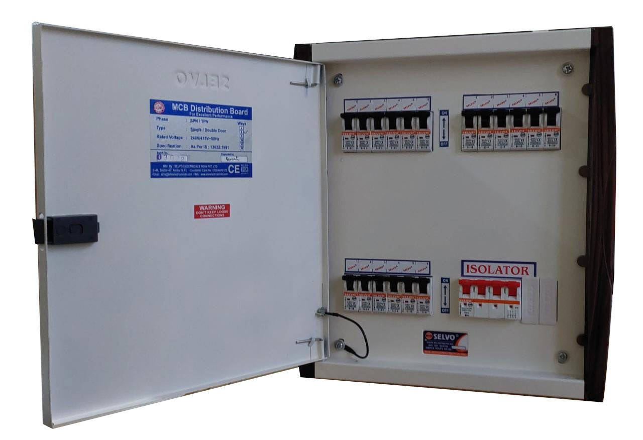 SELVO 6 Way TPN Double Door MCB Distribution Board