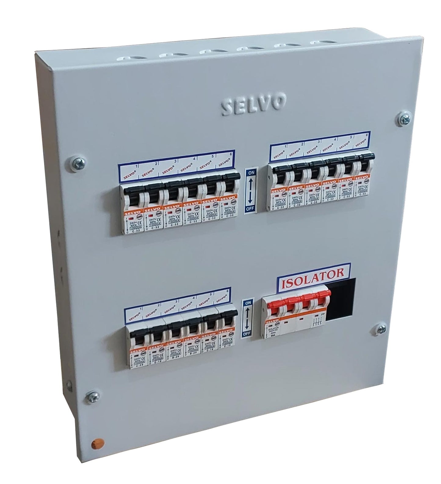 SELVO 6 Way TPN Single Door MCB Distribution Board