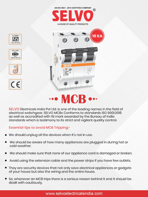 SELVO C-10A Double Pole MCB