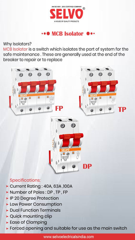 SELVO 40A Four Pole Isolator