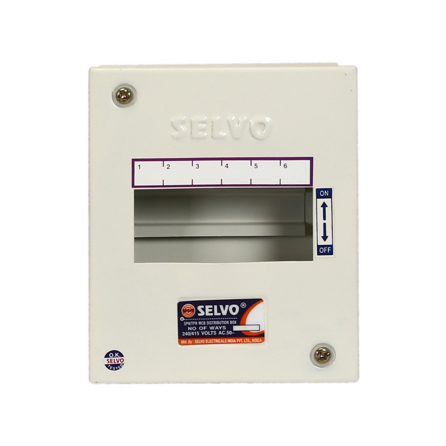 SELVO 6 Way SPN Single door Distribution Board