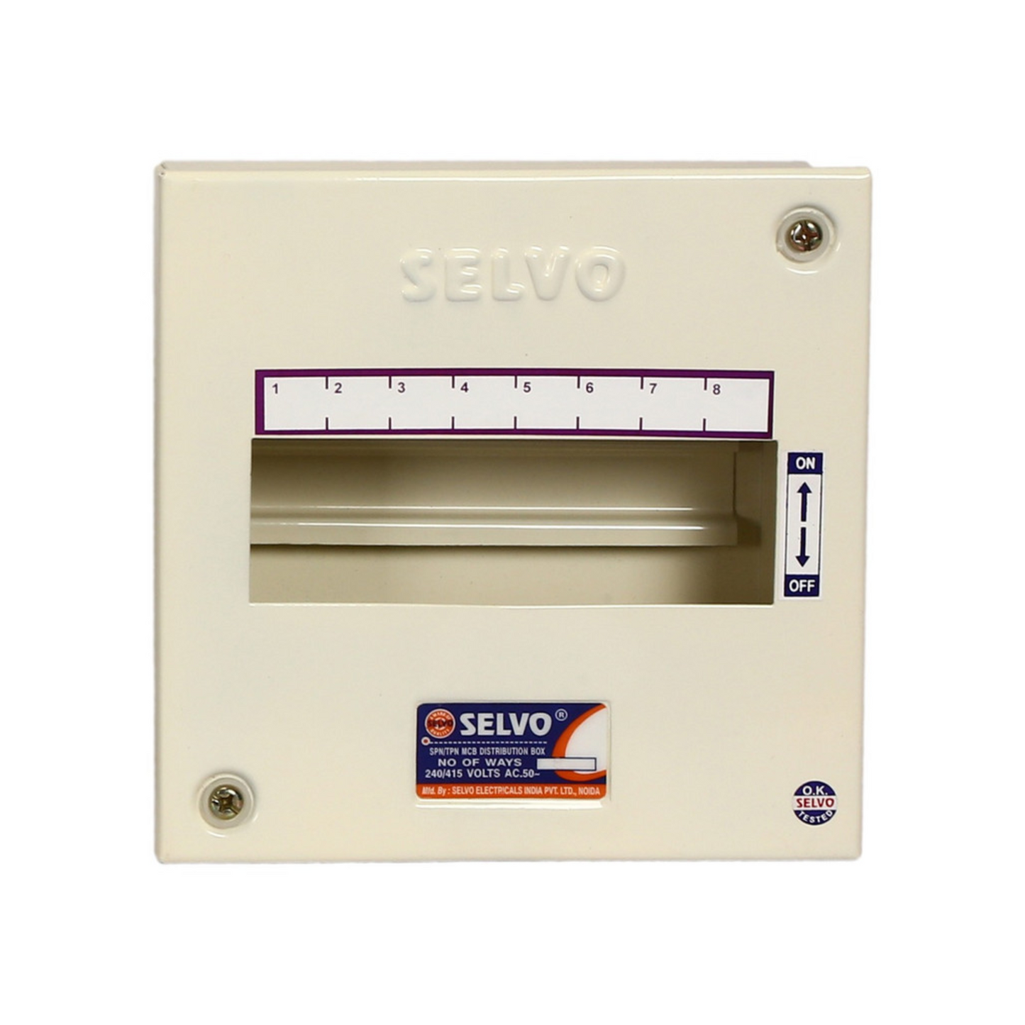 SELVO 8 Way SPN Single door Distribution Board