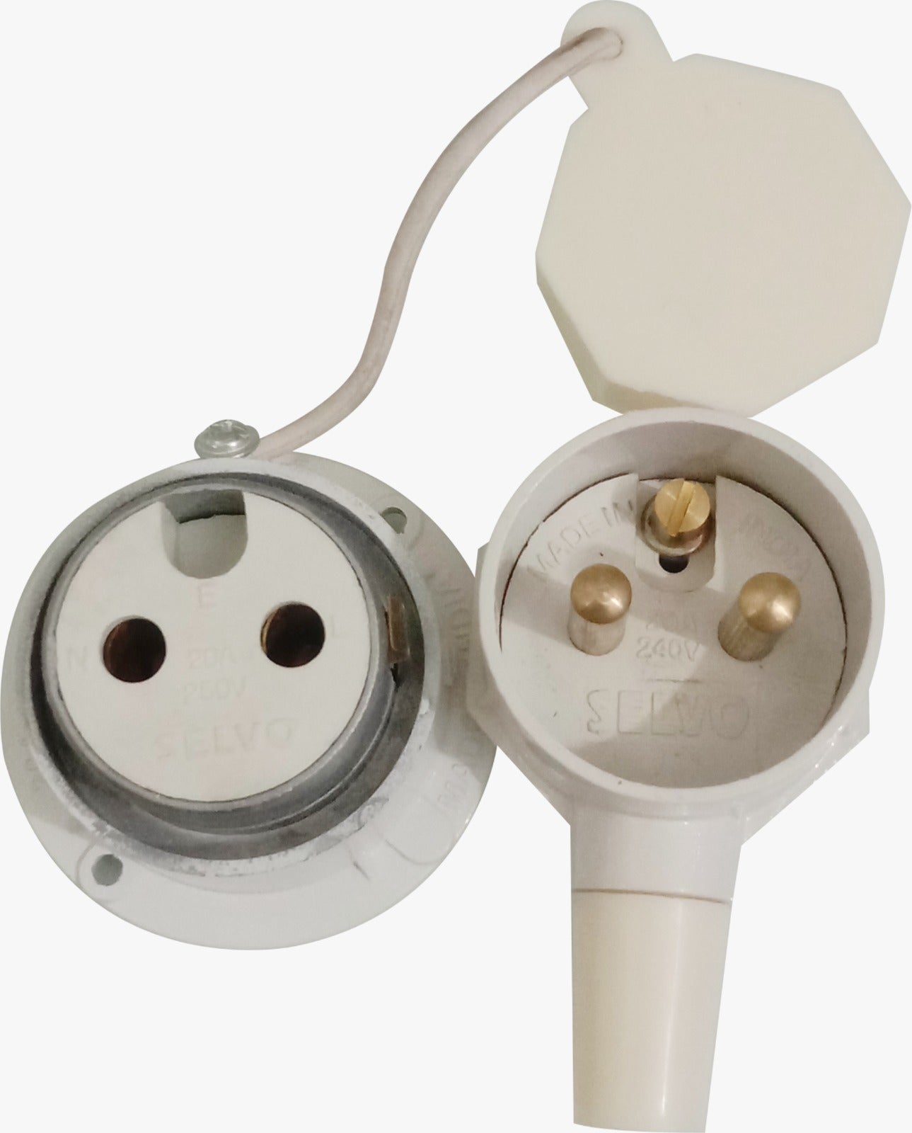 SELVO 20A SPN Metal Clad Protected Two Pin Industrial plug and Socket