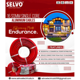 SELVO 7/16 Aluminium Conductor Single Core Industrial Cable | 90 Metres | Heavy-Duty PVC Sheathed Wire | IS:694 Compliant | RED/BLACK Insulated Roll for Industrial & Electrical Applications (RED)