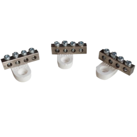 SELVO 4 Ways Brass Neutral link Four Screw Terminal Grounding bar block for Cable looping and earthing with P.B.T. Base ( PACK OF 24 )