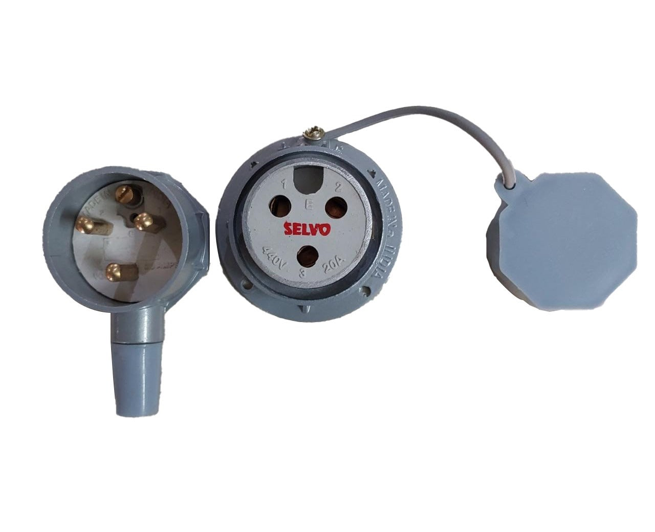 SELVO 20A TPN Metal Clad Protected Three Pin Industrial plug and Socket