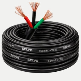 SELVO 1 Sqmm 3 Core 100 MTR Copper Round Cable | FR PVC Insulated Flexible Electrical Wire | 3 Core 1 SQ.MM copper Cable for Home & Industrial Wiring