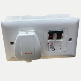 SELVO 25 Amp MCB Protected Socket, C-25A DP MCB Protection, Child Safety Shutter, Flame-Retardant PVC Base, White