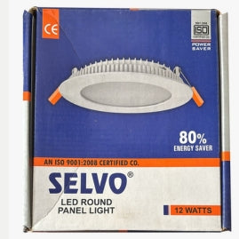 SELVO 12W LED Round Panel Light, Slim Recessed Ceiling Downlight | Warm White 2700K | Energy Efficient False Ceiling Light for Home, Office, Kitchen & Bedroom