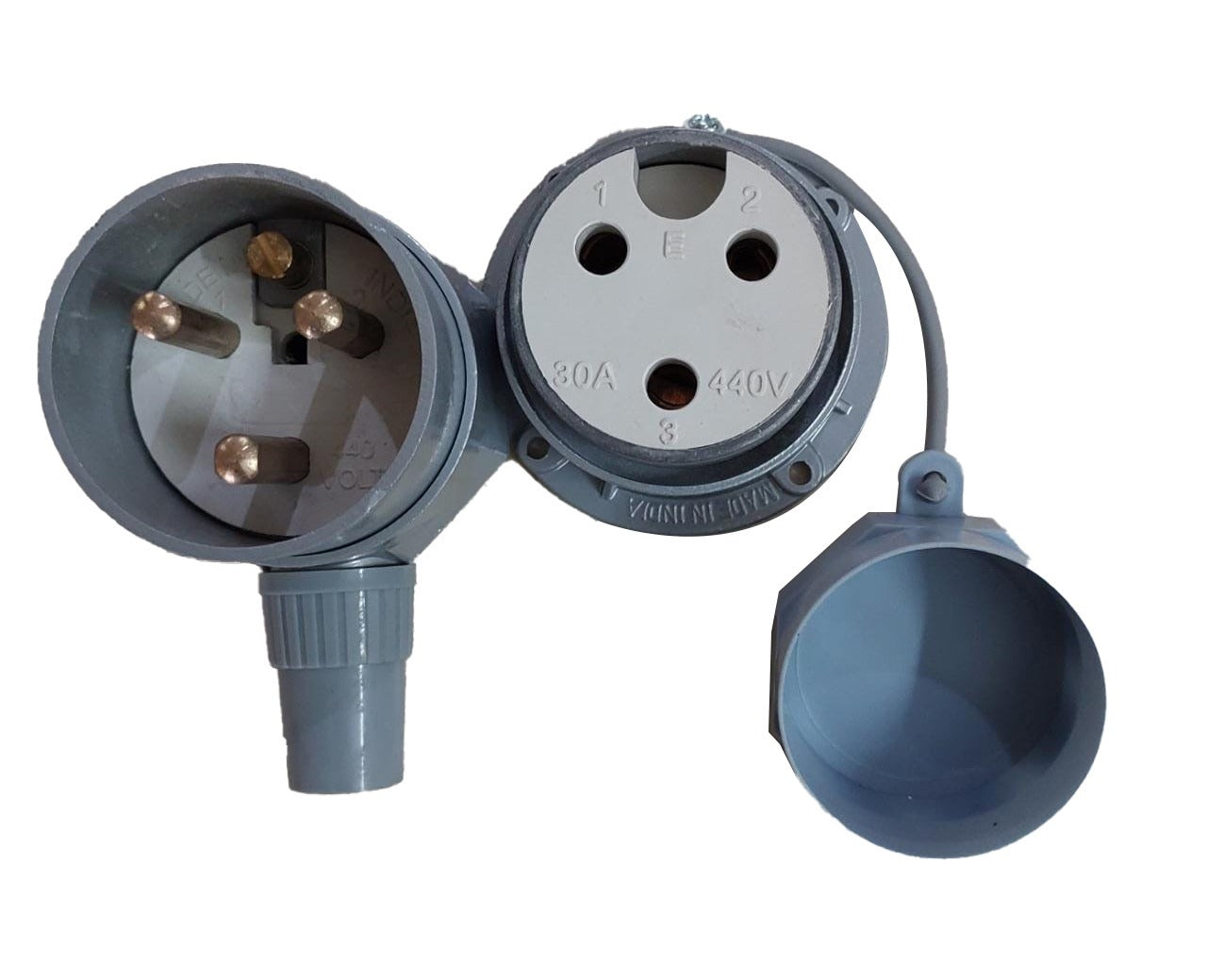 SELVO 30A TPN Metal Clad Protected Three Pin Industrial plug and Socket