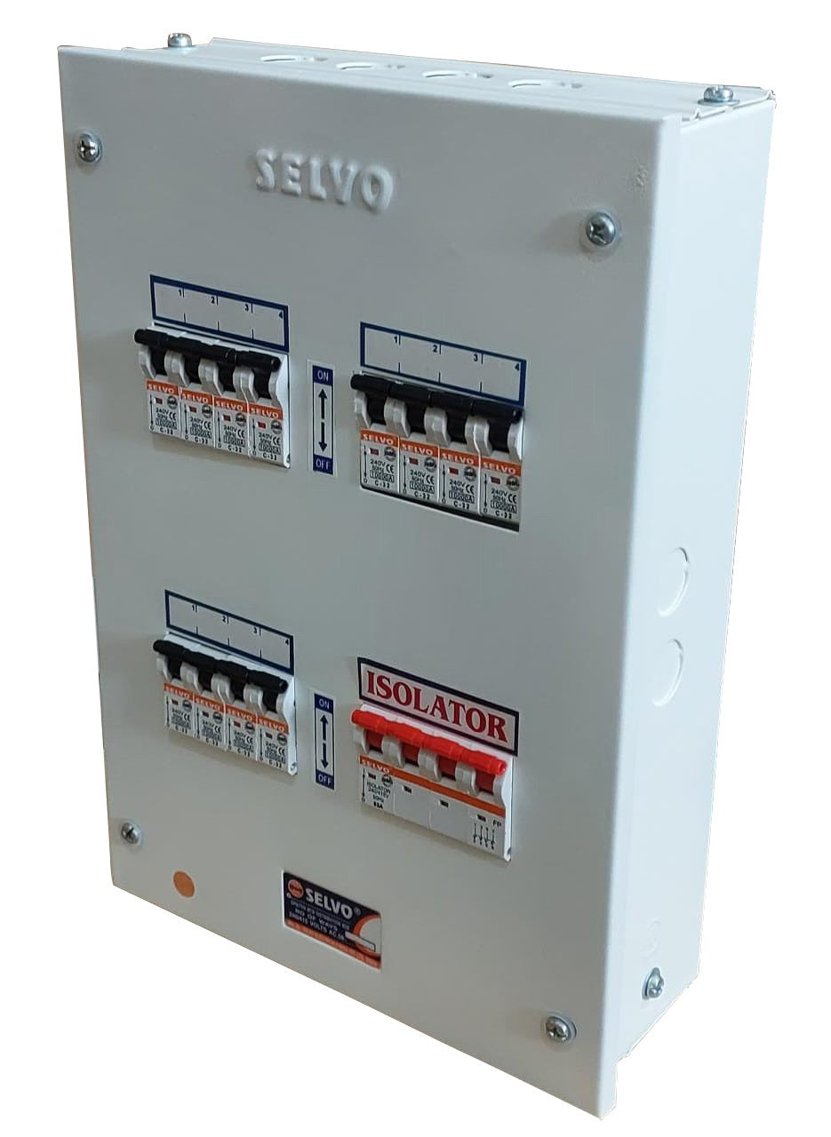 SELVO 4 Way TPN Single Door MCB Distribution Board