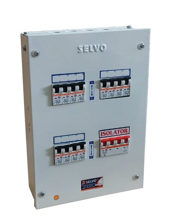 SELVO 4 Way TPN Single Door MCB Distribution Board