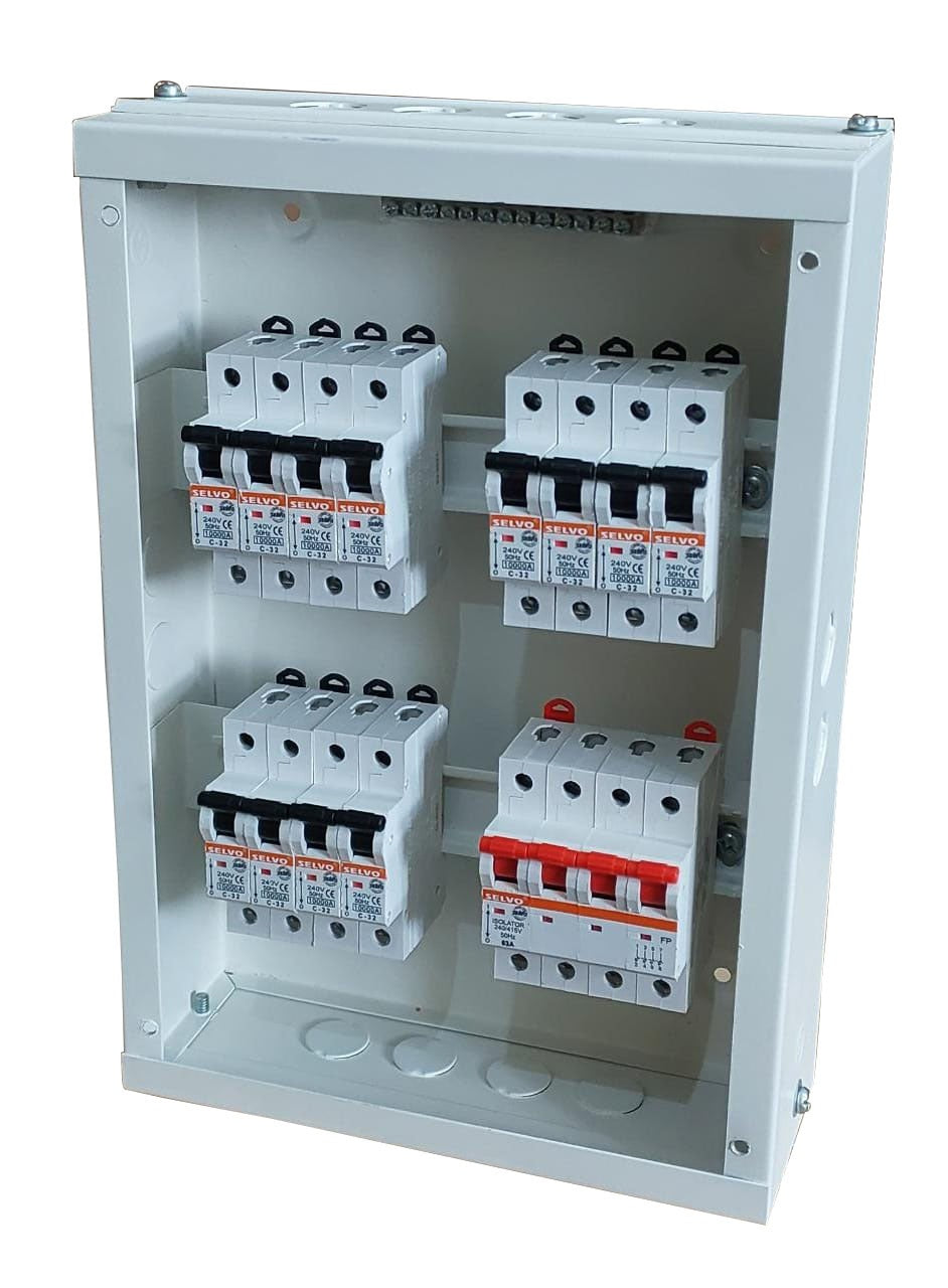 SELVO 4 Way TPN Single Door MCB Distribution Board
