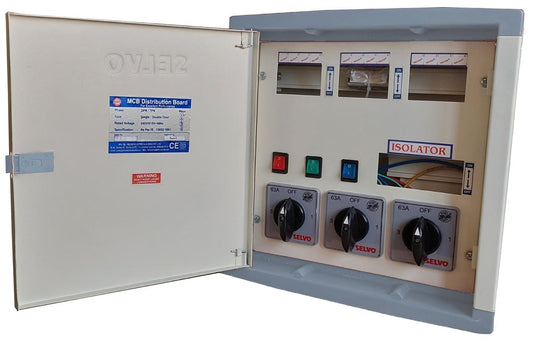 SELVO 63 Amp 4 Ways TPN Phase Selector Distribution Board (Fitted with 63A Rotary switches & duly wired)  DIMENSION : 41X39X16 Approx in cm
