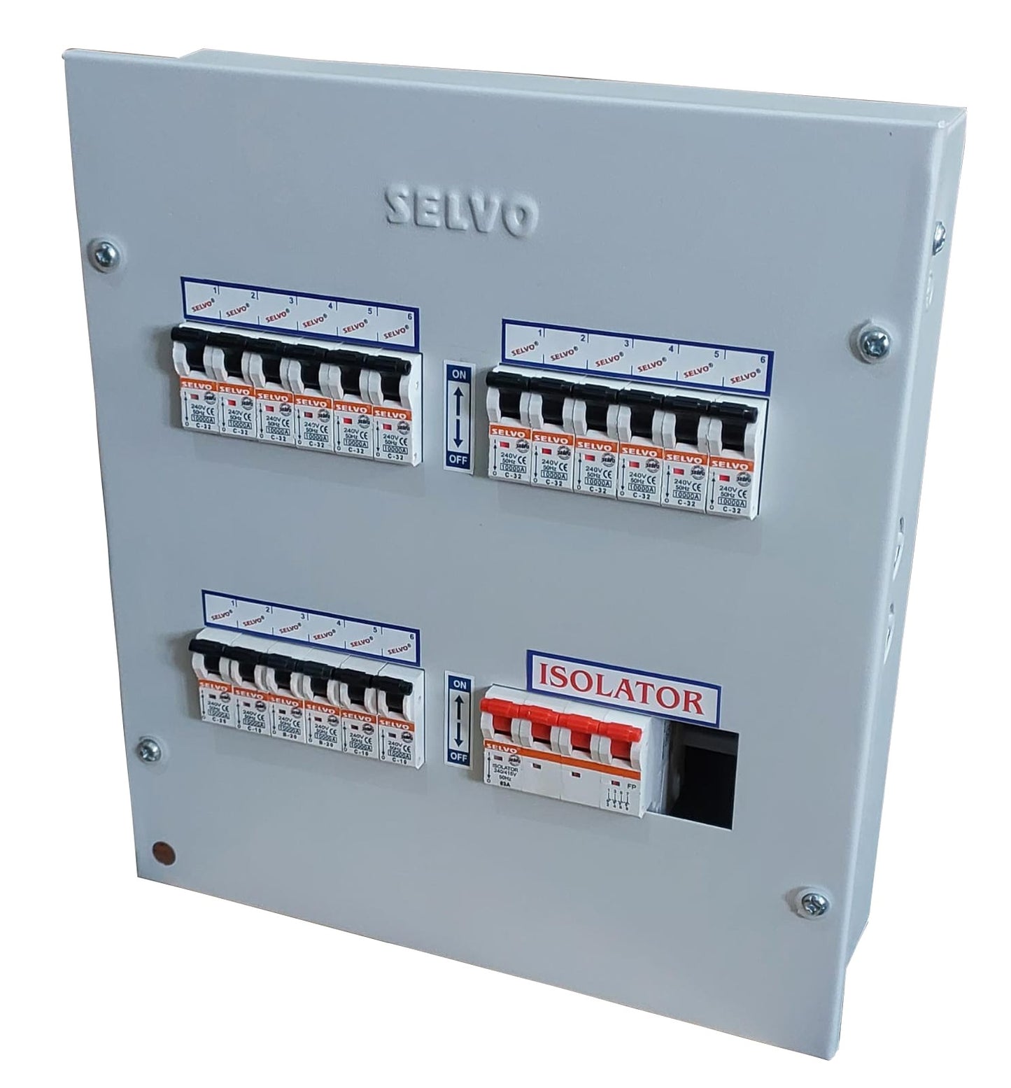 SELVO 6 Way TPN Single Door MCB Distribution Board