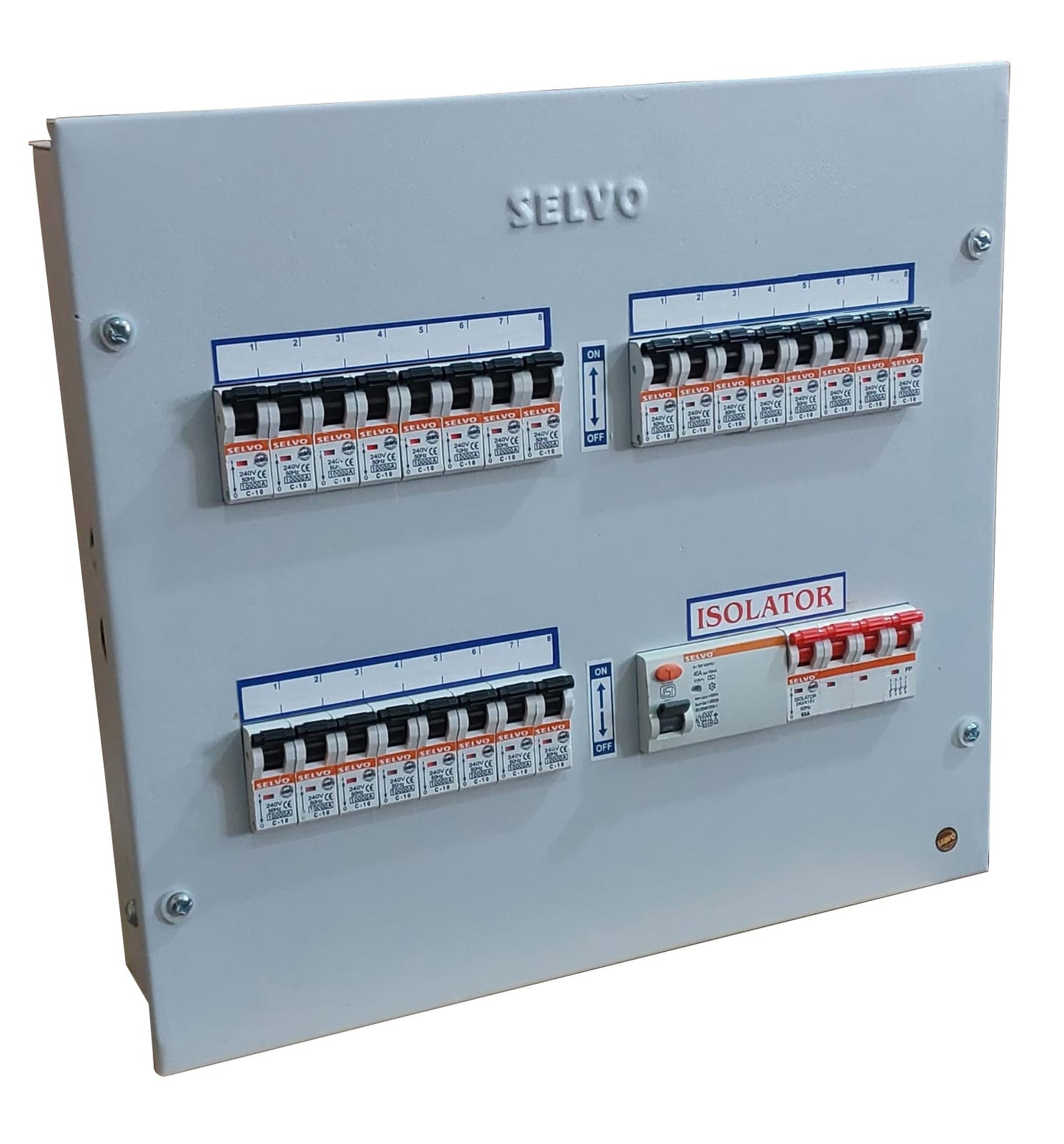 SELVO 6 Way TPN Single Door MCB Distribution Board