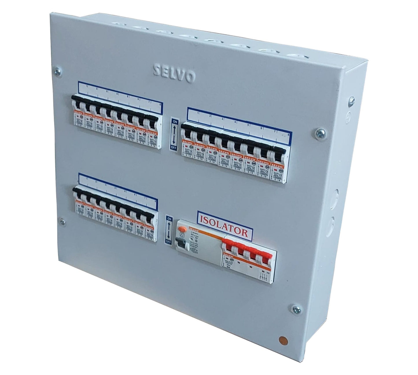 SELVO 8 Way TPN Single Door MCB Distribution Board