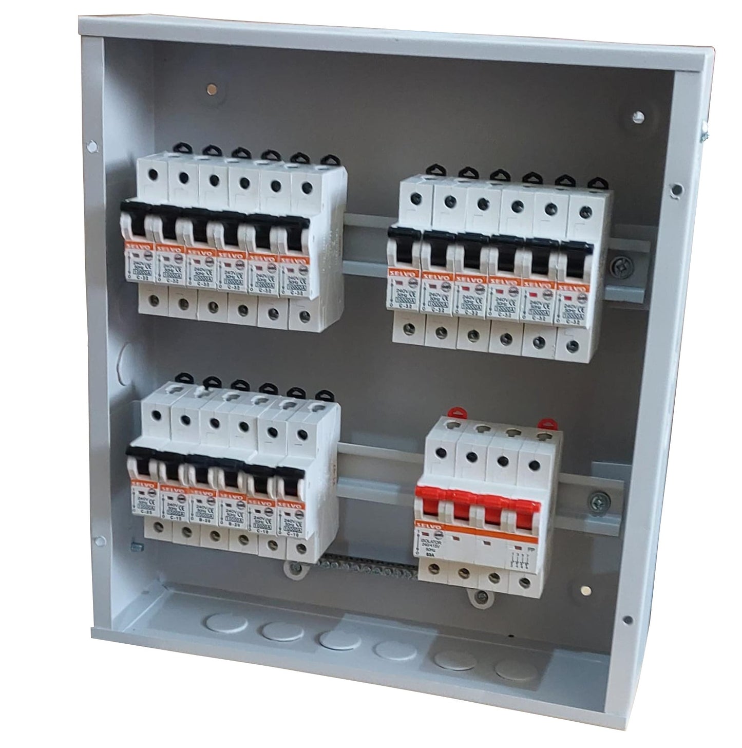 SELVO 8 Way TPN Single Door MCB Distribution Board