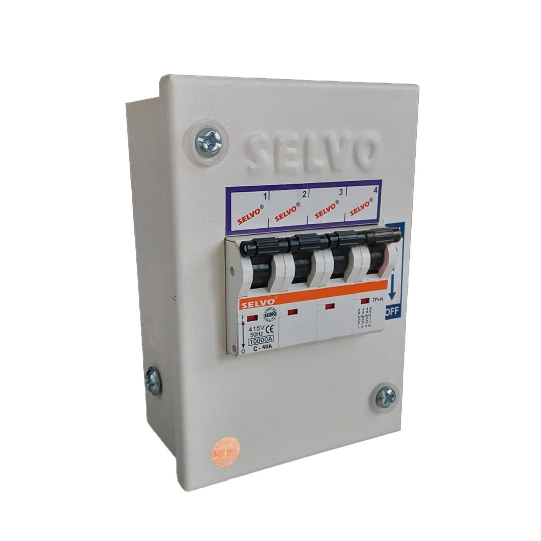 Selvo 4 Pole Metal Box & C-40A Four Pole MCB