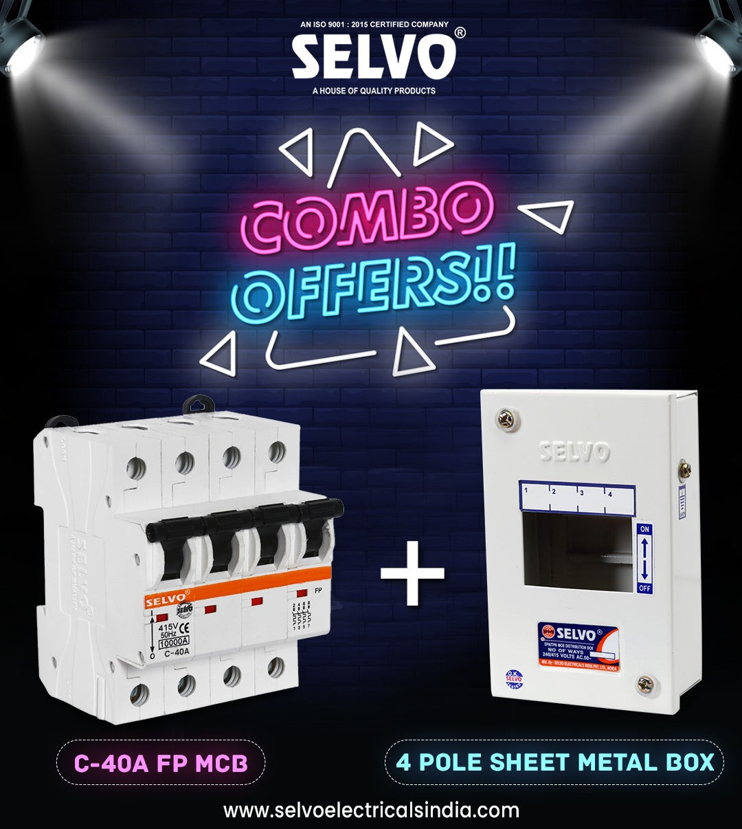 Selvo 4 Pole Metal Box & C-40A Four Pole MCB