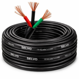 SELVO 1.5 Sqmm 3 Core 100 MTR Copper Round Cable | FR PVC Insulated Flexible Electrical Wire | 3 Core 1.5 SQ.MM copper Cable for Home & Industrial Wiring