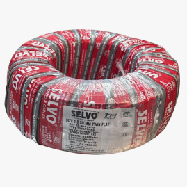 SELVO 1 SQMM Twin Flat Copper Cable 180 Meter Roll | 2 Core PVC Insulated Copper Wire | FR Grade House Wiring Cable | White Electrical Wire for Home & Commercial Use