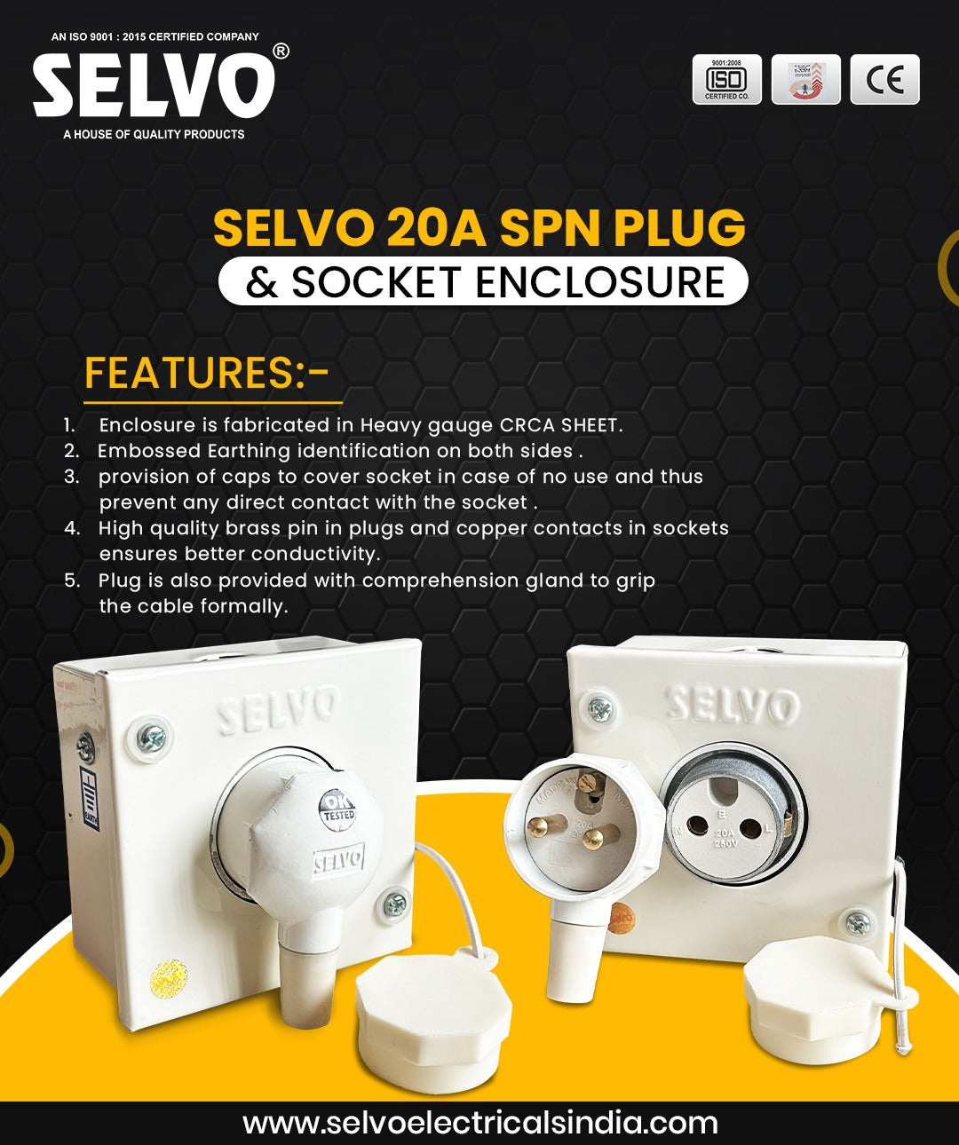 SELVO 20A SPN PLUG & SOCKET SET ENCLOSURE