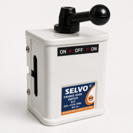 SELVO 32A Double Pole (DP) Mini Changeover Switch | 2 Pole Manual Changeover Switch | 415V AC, 50Hz | Heavy Duty Copper Contacts | Compact Metal Enclosure