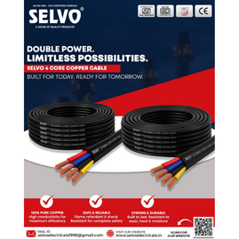 SELVO 1.5 Sqmm 4 Core Round Copper Cable, 100 Meter Roll, ISI Marked PVC Insulated & Sheathed Flexible Electrical Cable for Industrial, Domestic, Control Panel & Motor Wiring Applications