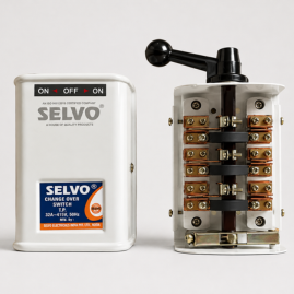 SELVO 32A Three Pole (TP) Mini Changeover Switch | 3 Pole Manual Changeover Switch | 415V AC, 50Hz | Heavy Duty Copper Contacts | Compact Metal Enclosure